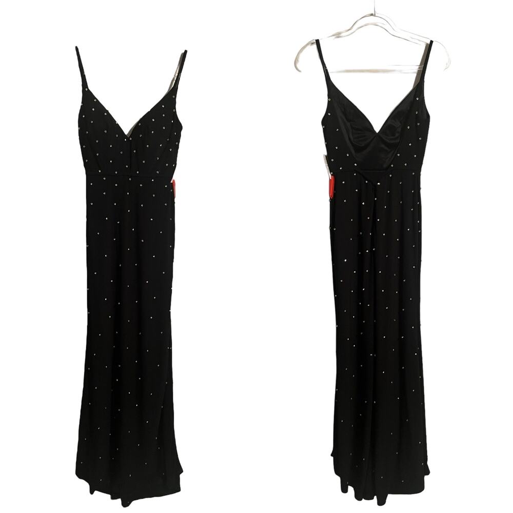 Ieena Mac Duggal Rhinestone Embellished V-Neck Gown Size 2 NWT $298 70232 - Picture 2 of 7